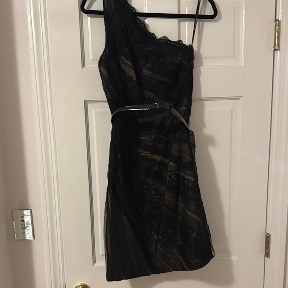 Black One Shoulder Monique Lhullier Cocktail Dress